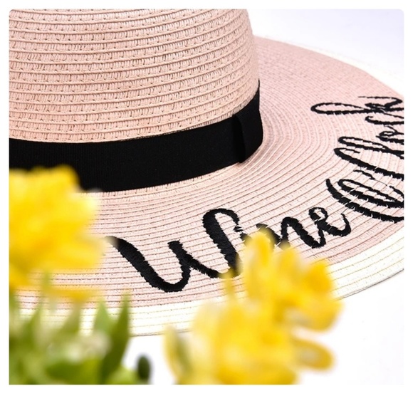 LAST 1 (5🌟 Rated) Blush/Beige Embroidered Sun Hat - Picture 3 of 8